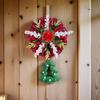Yousheng Christmas Wreath Decoration Red Artificial Poinsettias Buffalo Plaid Wreath with Star/Tree Ornament for Wall Window Porch Door Indoor Outdoor
