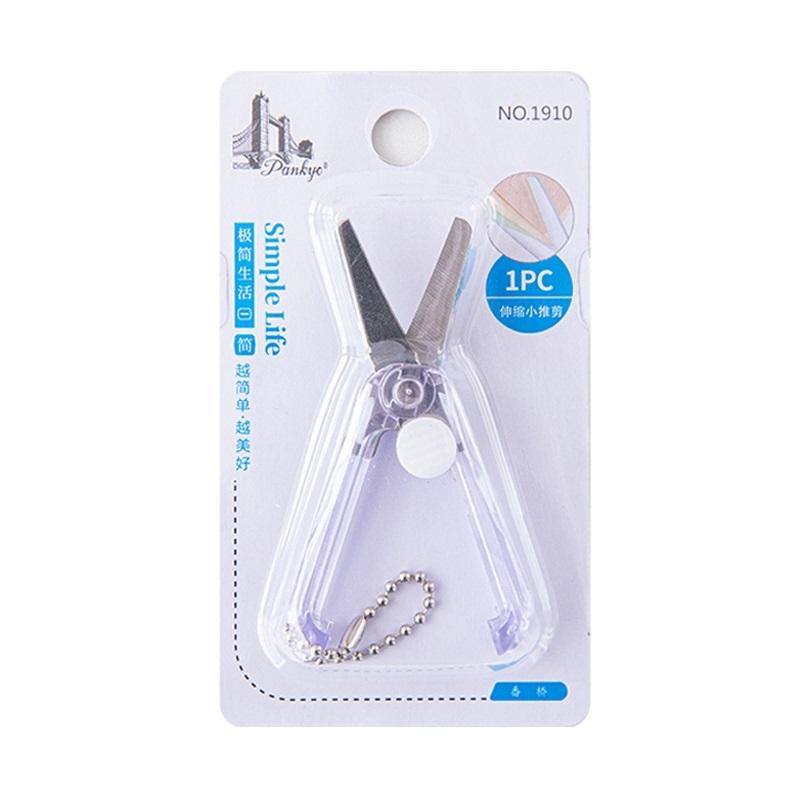 Mini Transparent Scissor Portable Fold Type Clear Color Safe Cutter Stainless Steel Blade Utility Knife for Paper
