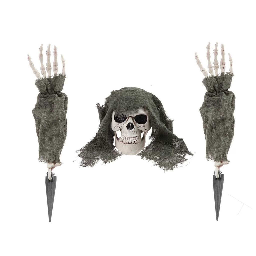 Halloween Ground Stakes with Bloody and Green Cloak Set of 3 for Outdoor Decoration