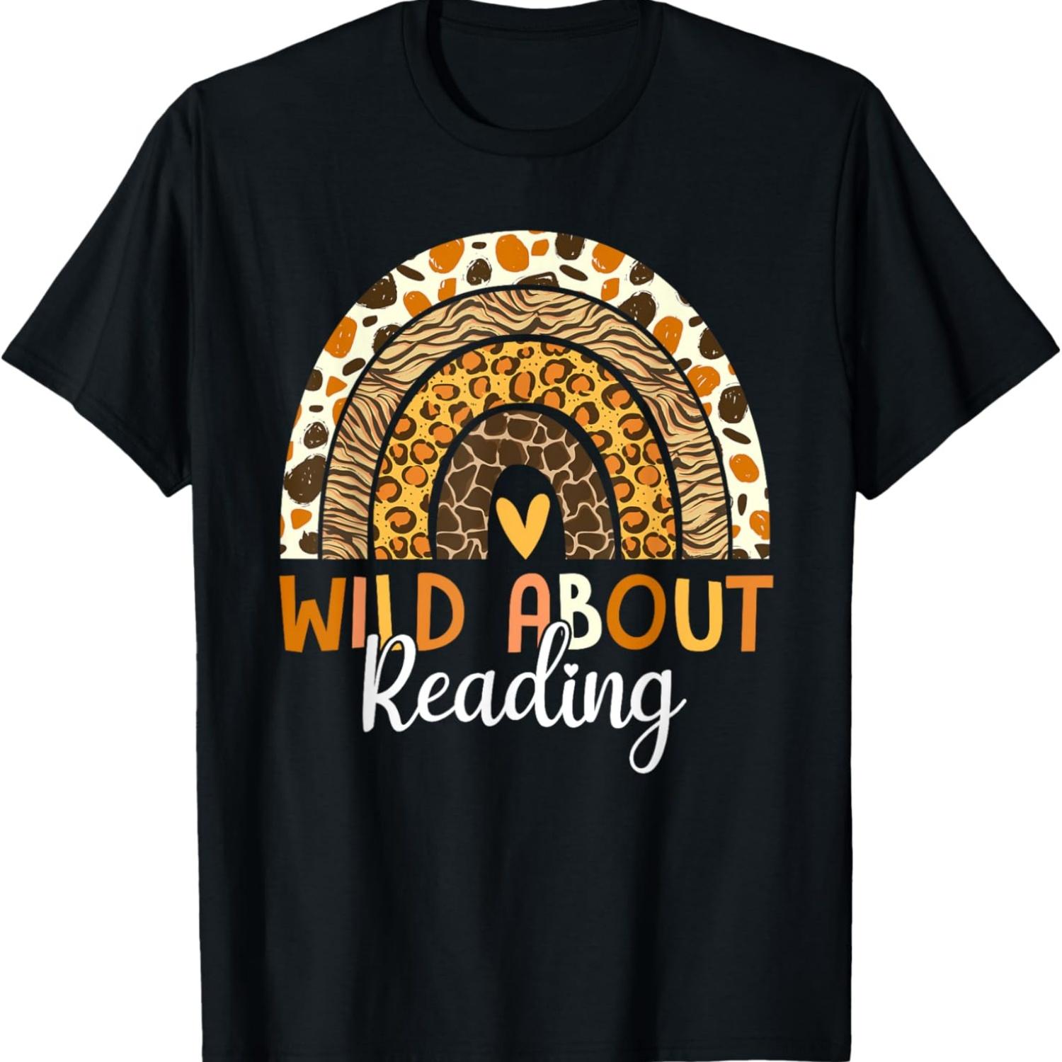

Wild About Reading Teacher Back To School Leopard Rainbow T-Shirt XXXXXL чёрный