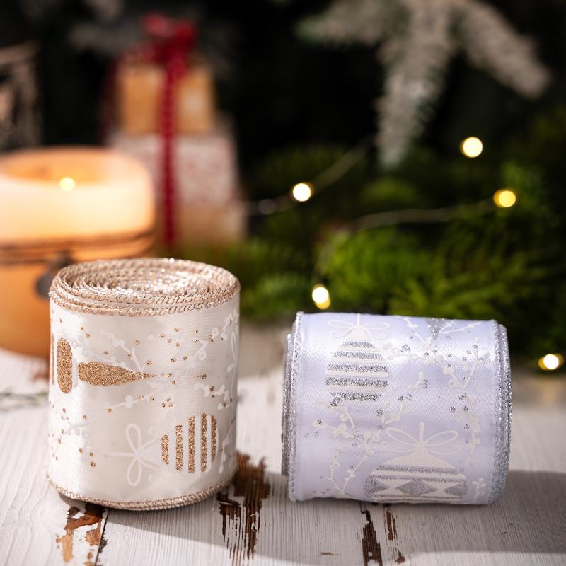 1 Roll Christmas Ribbon Diy Christmas Tree Decoration Wreath Decoration Gift Packaging Decoration Ribbon