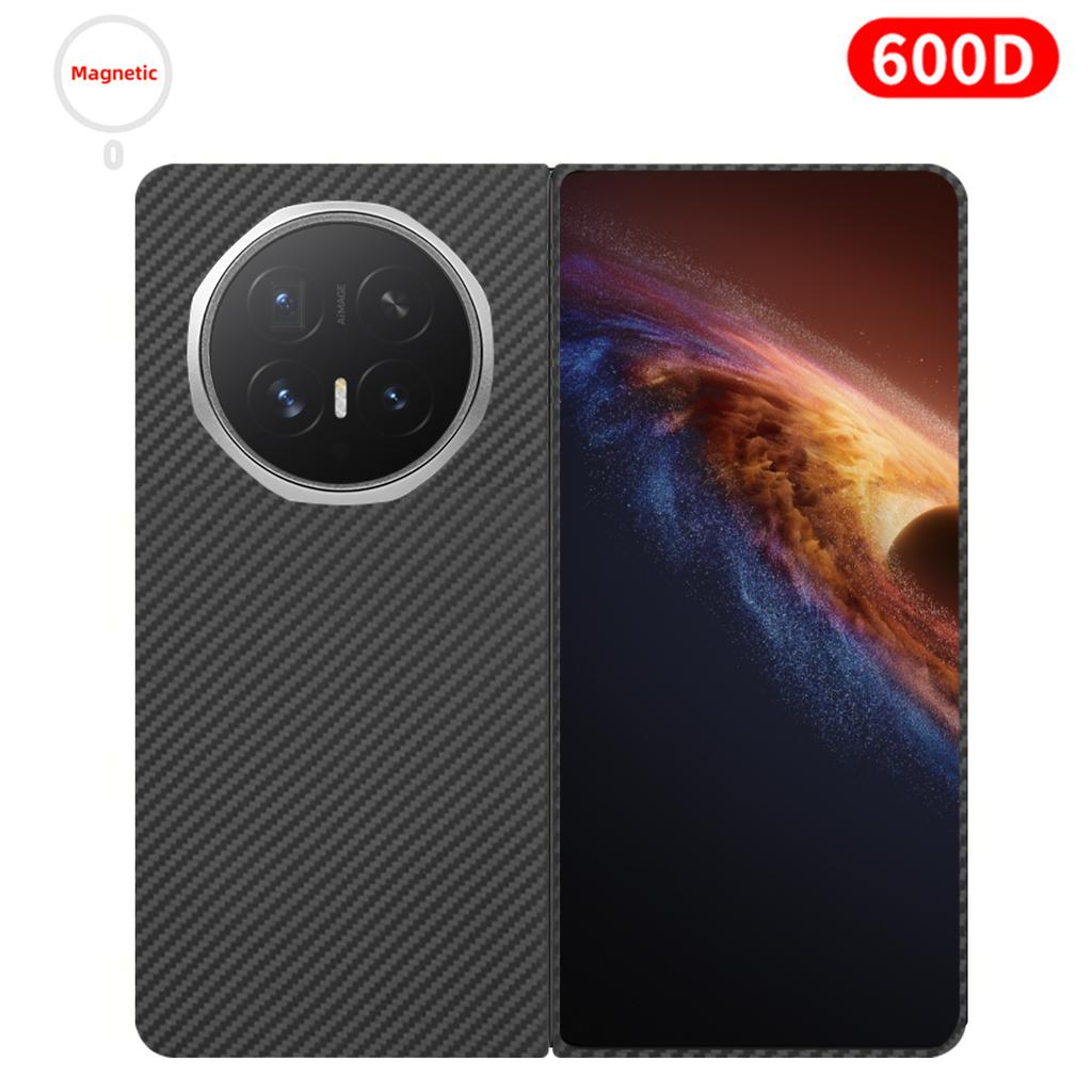 For Honor Magic V6 Carbon Case 600D Kevlar Fiber Aramid Fiber Fabric Ultra Thin Hard Cover Magnetic Black Slim Light Red Premium