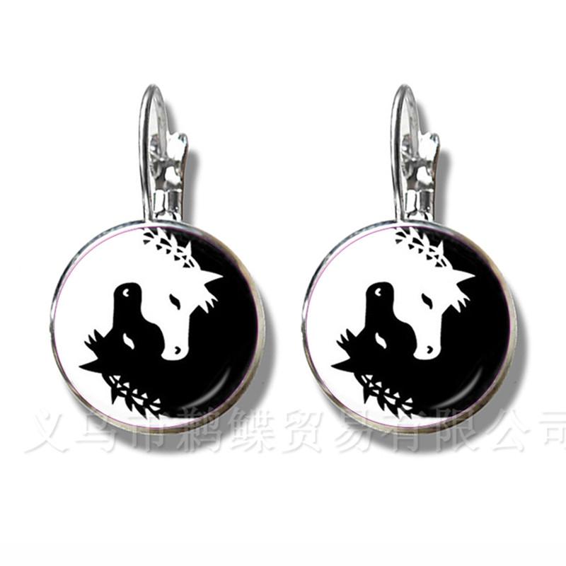 2018 Yin Yang Peace Tree of Life Glass Time Gem Earrings Tai Chi Trendy Glass Dome Silver Plated Stud Earrings For Women Gift