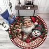 Cute Christmas Day Gift Bell Santa Claus Snowman Christmas Tree round rug Home Soft Decorative Anti slip Chair Mat Carpet Outdoor Floor Mat Carpet 52