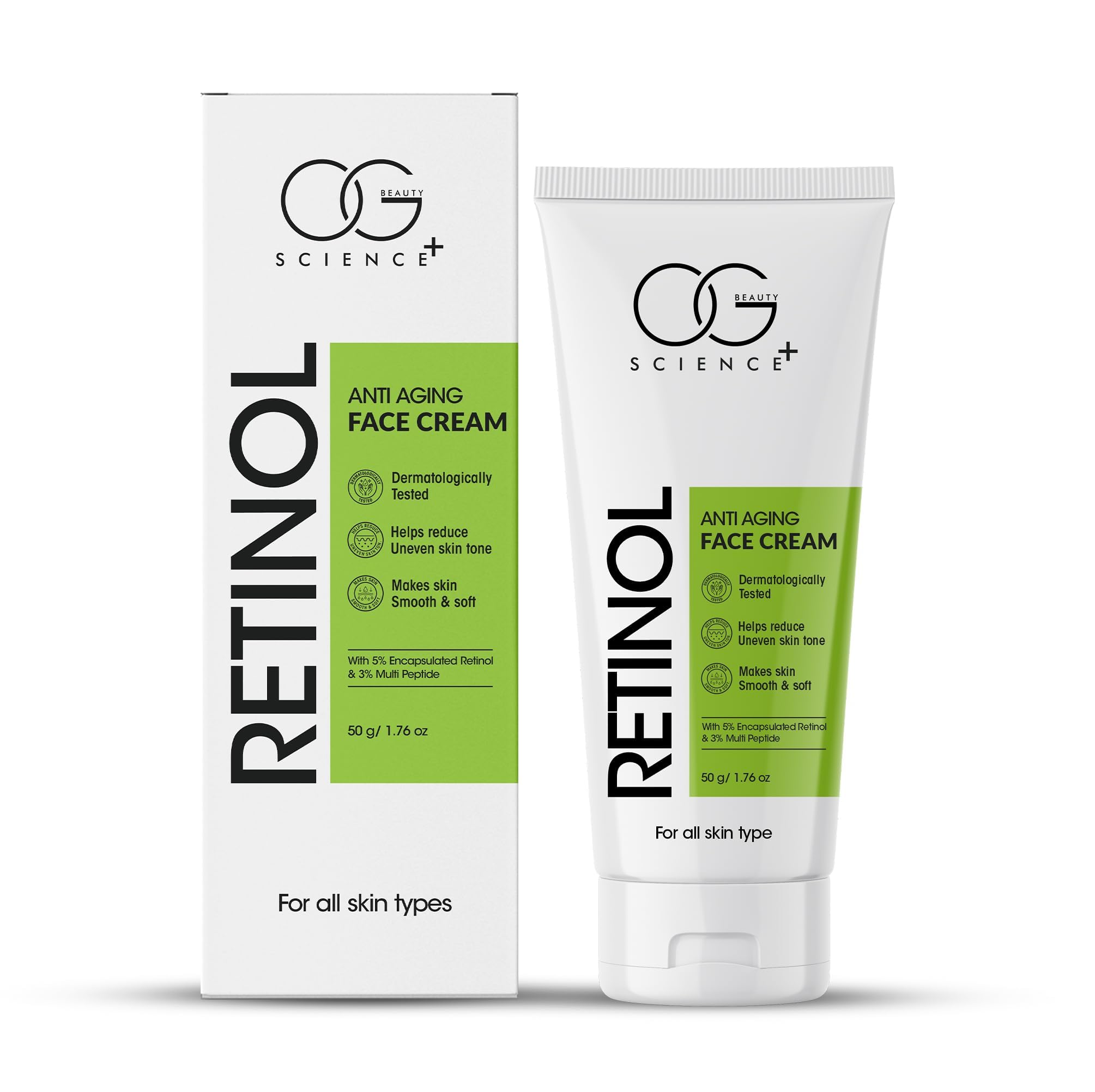 OG BEAUTY Science Retinol Anti-Aging Face Cream | 5% Encapsulated Retinol & 3% Multi-Peptide Formula | Dermatologist Tested | For All Skin Types |