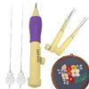 Punch Needle Embroidery Beginner Kit Threader Fabric Embroidery Hoop Yarn Rug Punch Needle Pock Pen for DIY Sewing Kit