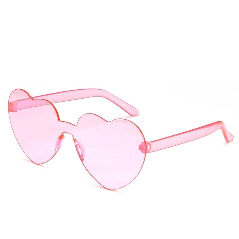 Women Colors Polycarbonate Heart Shape Tinted Party Sunglasses Girls Vintage Uv400 Colors Rimless Polarized Sun Glasses