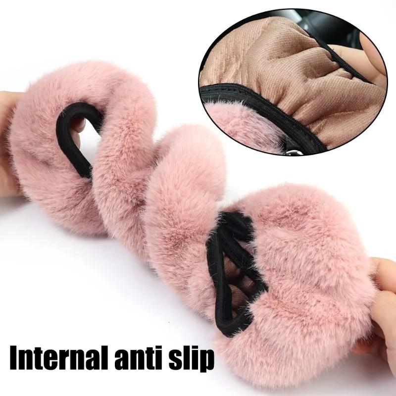 Car Plush Steering Wheel Cover No Inner Ring Winter Warm Soft Non-slip Steer Wheel Protector 37-39cm Steering Wheel Accessories