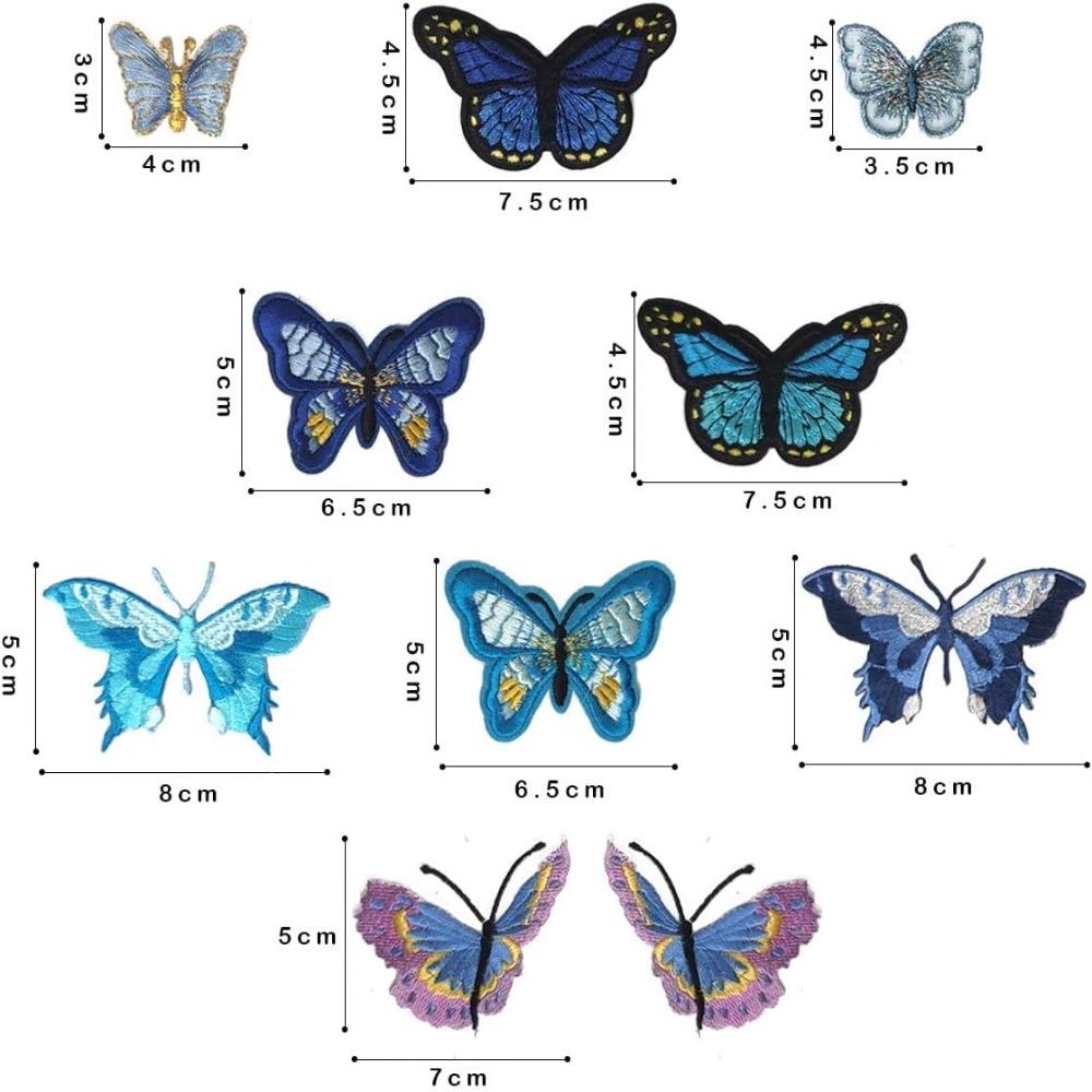 Fabric Butterflies Butterfly Patches Blue Embroidery Patches for Clothing Butterfly  Cloth