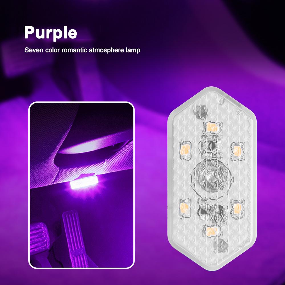 

Многоцветные автомобильные фары Беспроводной светодиодный сенсорный светильник на крышу Потолок Датчик Лампа для чтения Мини USB зарядка Лампа для салона автомобиля Аксессуары фиолетовый