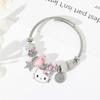 Kitty Cat Love Charm Bracelet Adjustable Cartoon Anime Friendship Bracelet Jewelry Gift for Women Girls Kids Pink