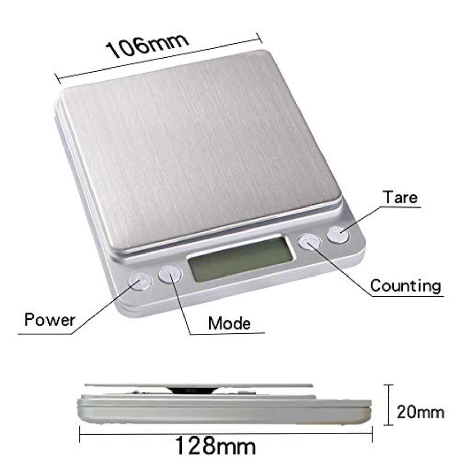 LCD Digital Scale 3kg 0.1g Electronic Weighing Scale Mini Precision Grams Weight Balance Scale for Kitchen in Stainless Steel B