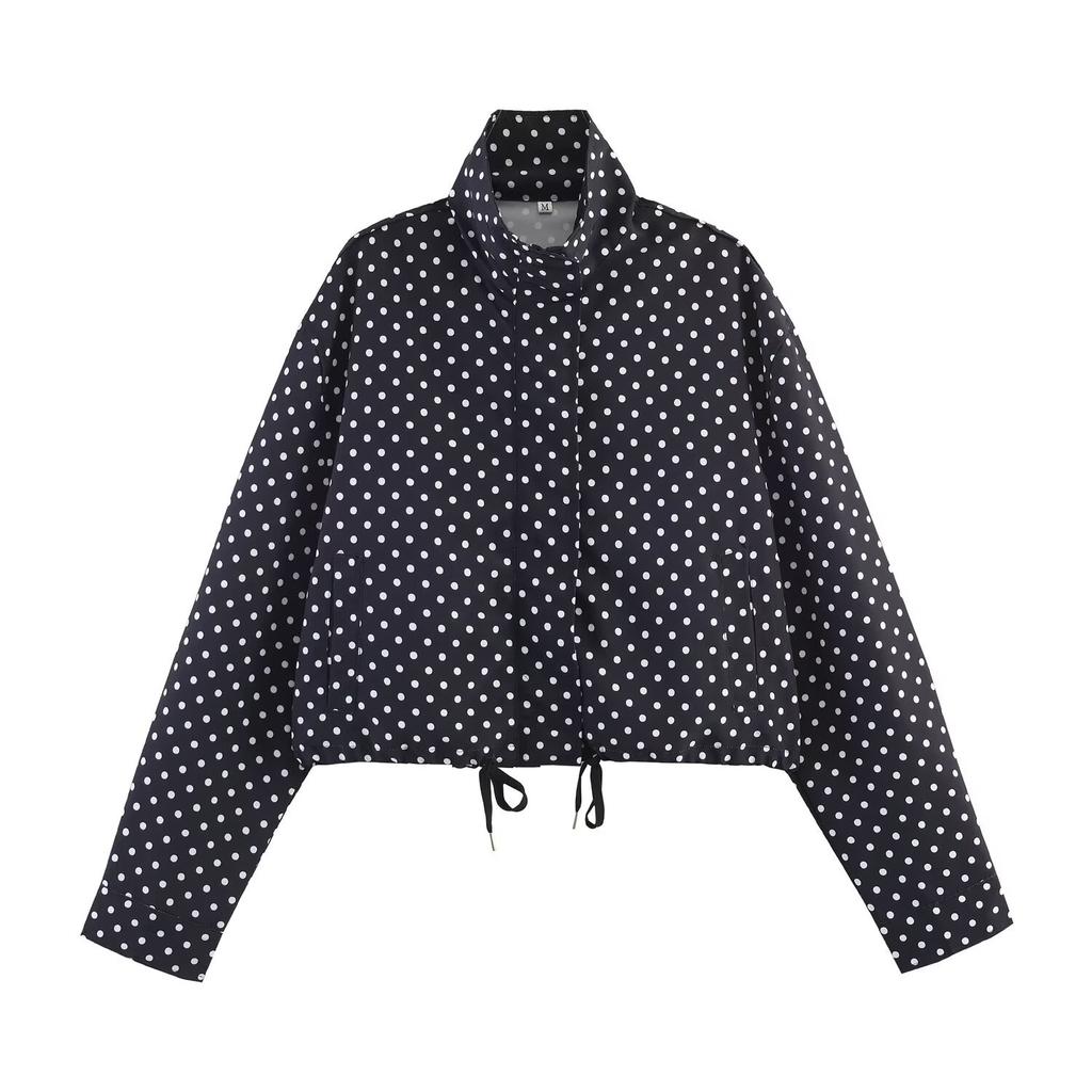 European and American style, wholesale women's clothing fashion versatile temperament casual design nine-color hair polka dot set