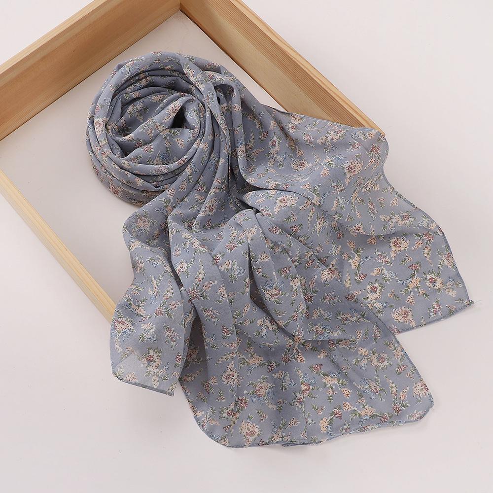 New Printed Hijabs Shawl Bubble Chiffon Hijabs Woman Design Flower Shawls Muslim Scarves Headscarf Wraps Turbans Long Scarves