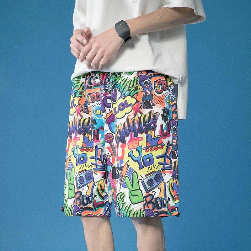 Men's Summer Thin Printed Shorts Loose Outer Wear Casual Five-point Pants Sports Quick-drying Sweat-absorbing Breathable Beach Pants