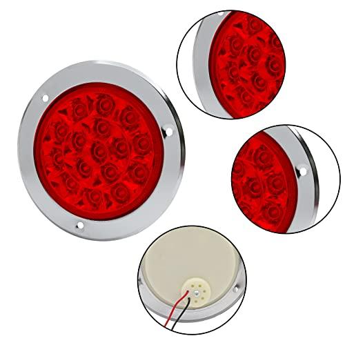 Biqing 2pcs Truck Round Tail Lights 16 LED, Truck Tail Lights 24v Universal, Trailer, Sedan, RV (Red)