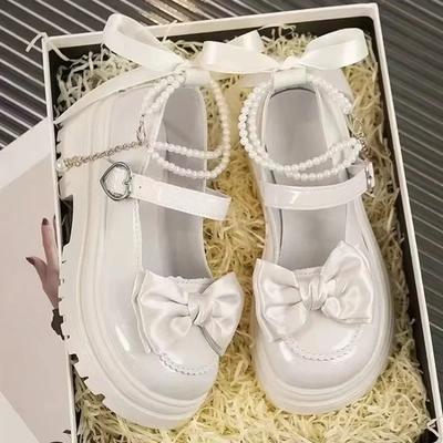Women's Casual Shoes New Kawaii Pearl Chain Mary Jane Women's Shoes Fashion Versatile Lolita Loafers Outdoor Sandals