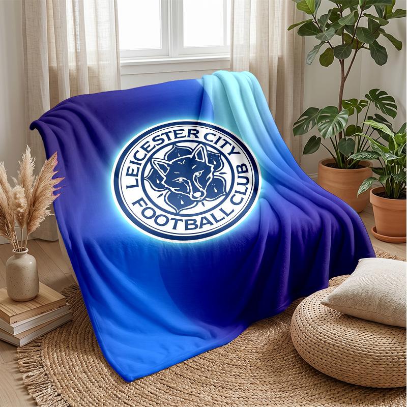 Leicester City Football Print Flannel Blanket, Soft Warm Lightweight Throw Blanket for Sofa Bed Camping