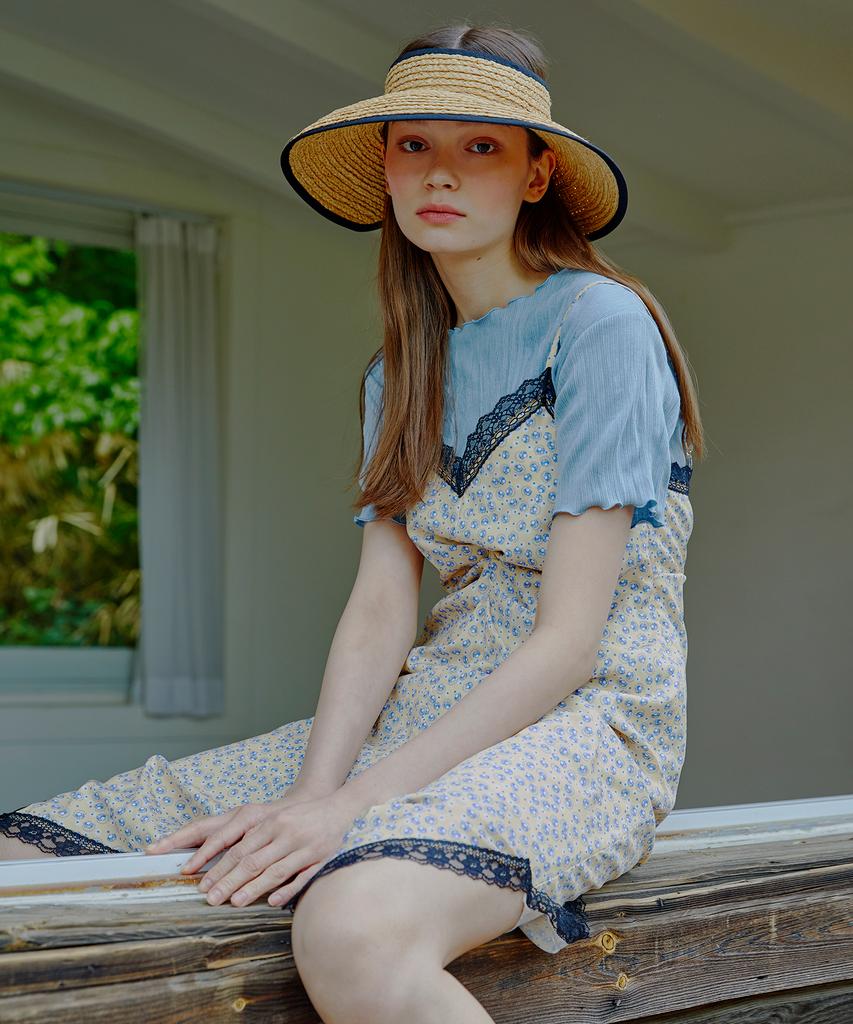 Etmont Slip Drape Lace Dress Yellow