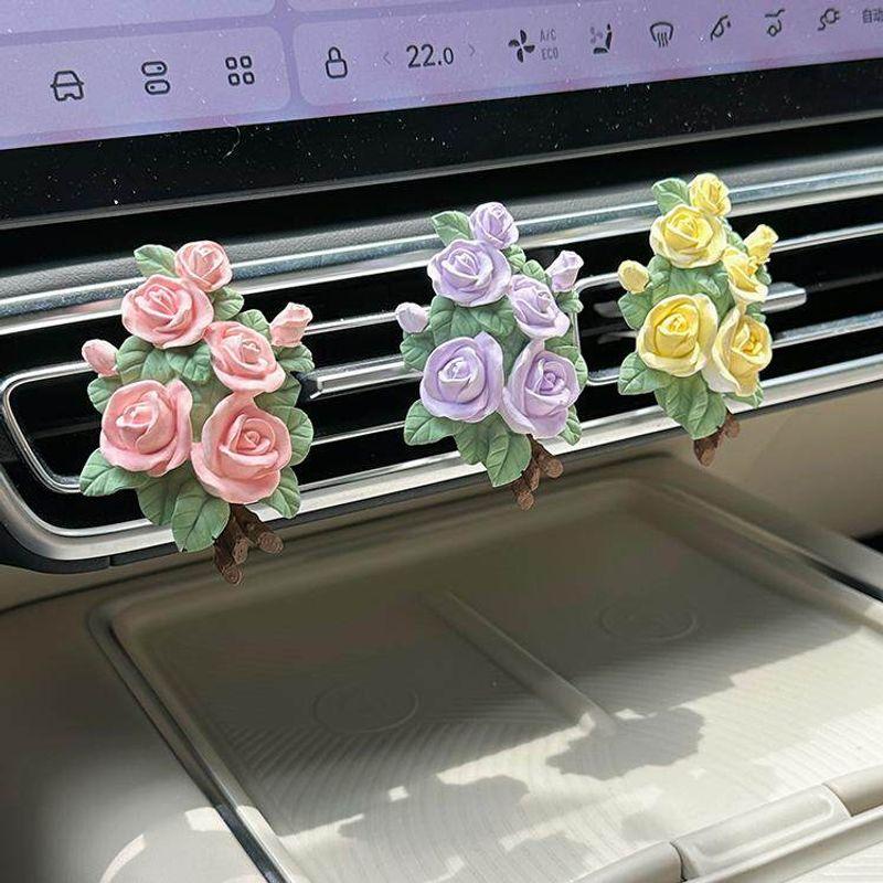 Car Air Freshener Rose Diffuser Stone, Elegant Floral Car Vent Decoration Pendant, Light Fragrance Gift with a High-End Feel