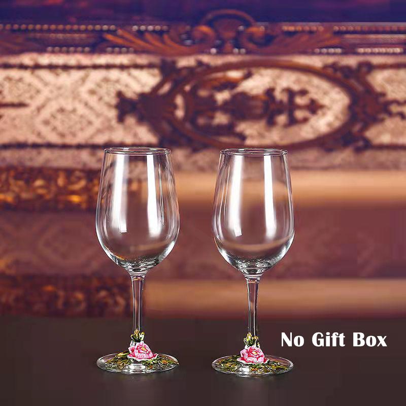 Superior Enamel Peony Glass Crystal Champagne Cup Set Goblet Glasses Glasses of Wine Wineglass Luxury Glass Cups Vintage Whiskey