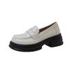 British style white round head college style one pedal platform small leather shoes women's 2025 spring and autumn new thick heel loafers