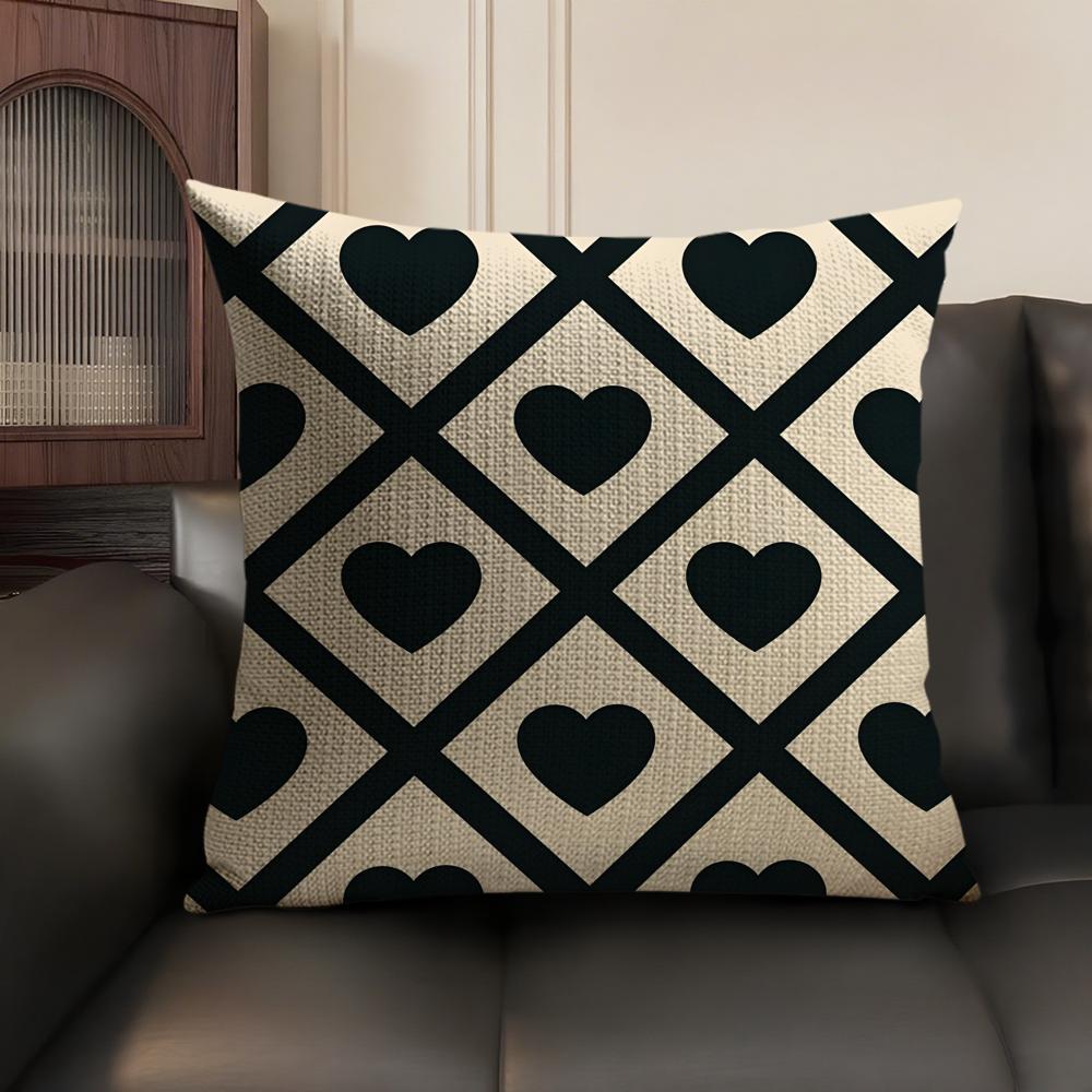 Fashion Love Heart Cushion Cover Natural Linen Organic Fabric DoubleSided Printing Sofa Home Decor Breathable Environmentally