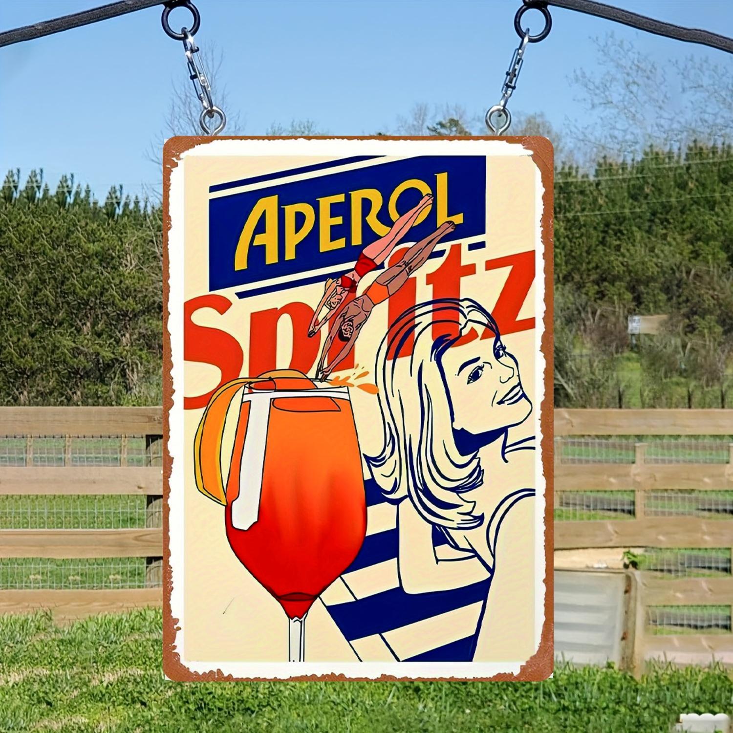 

Vintage Aperol Spritz Metal Sign Retro Wall Decor for Bars Cafes Farmhouses Iron Art with Classic Cocktail Design Wine 20x30cm（7.8x11.8inch）