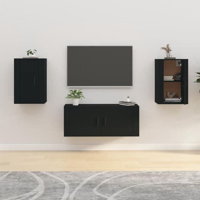 816659 vidaXL Wall-Mounted TV Units 2 Pcs Black 40x34.5x60 Cm