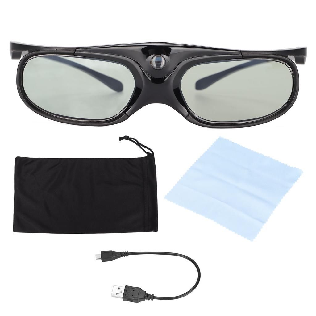 3D Glasses 1080P LCD Eyeglass Wide Angle 178 Degrees  Rechargeable Battery 3D Shutter GlassesBlack