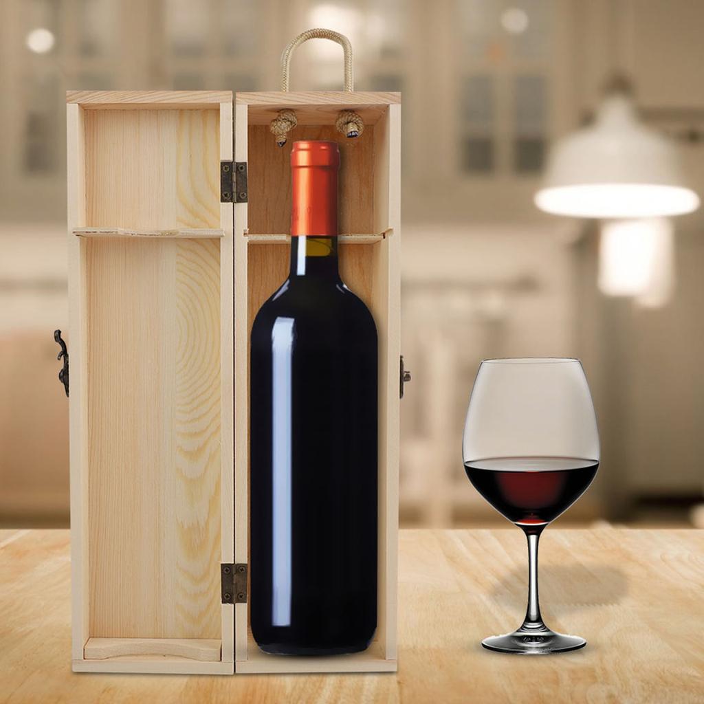 Single Bottle Red Wine Box Wooden Wine Packing Box Carries Holder Gift