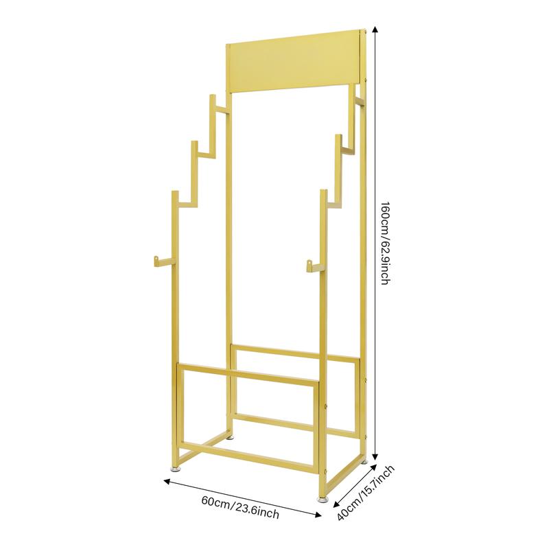 Carpet Display Rack Floor Standing, 4-Tier Golden Metal Rug Display Stand with Stepped Design, 100 lbs Capacity for Mats Scarves Belts Retail Store