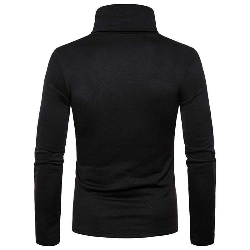 Men S Plus Size Fitted High Neck Long Sleeve Solid Color T Shirt