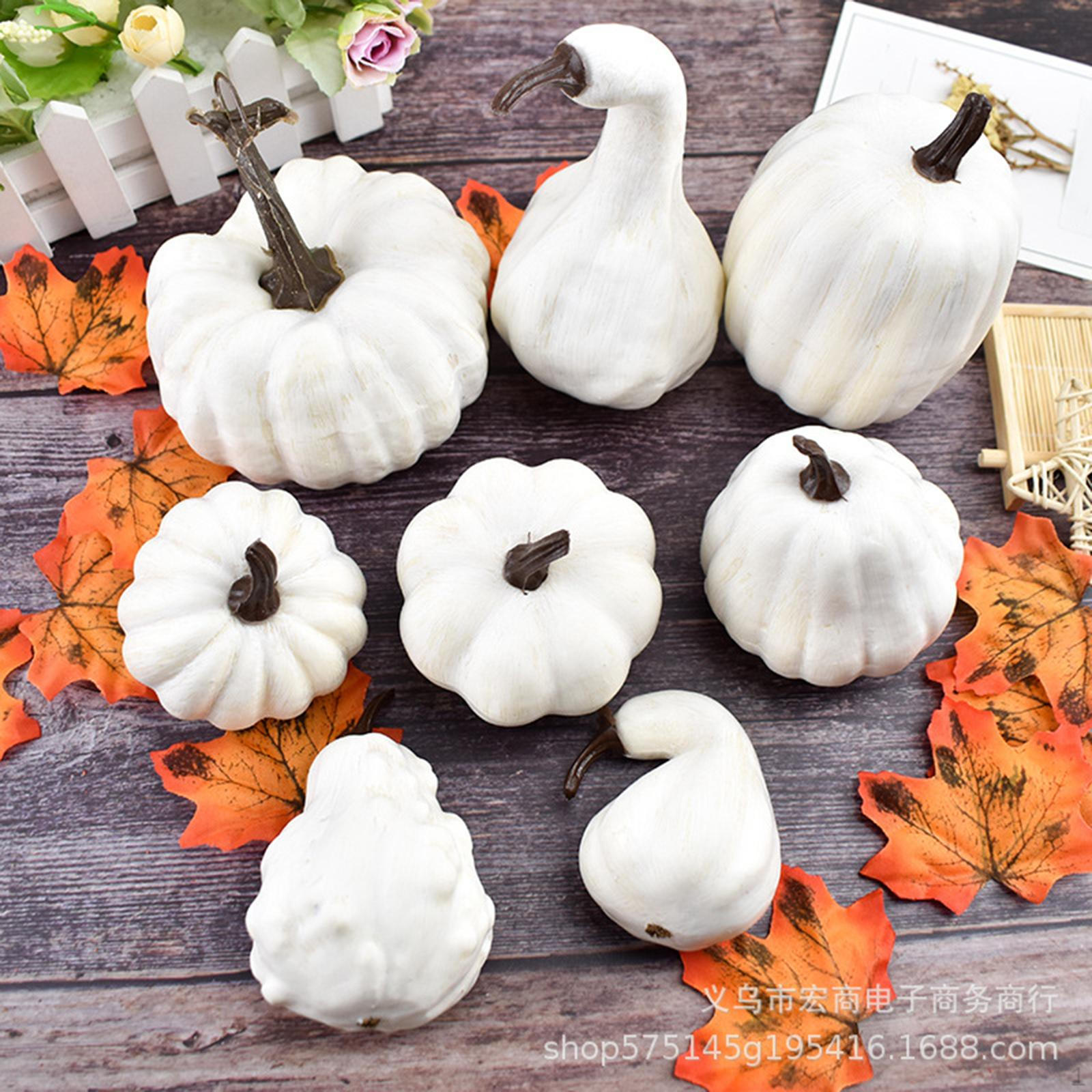 

8Pcs Assorted Sizes White Artificial Pumpkins Harvest for , Fall Decor