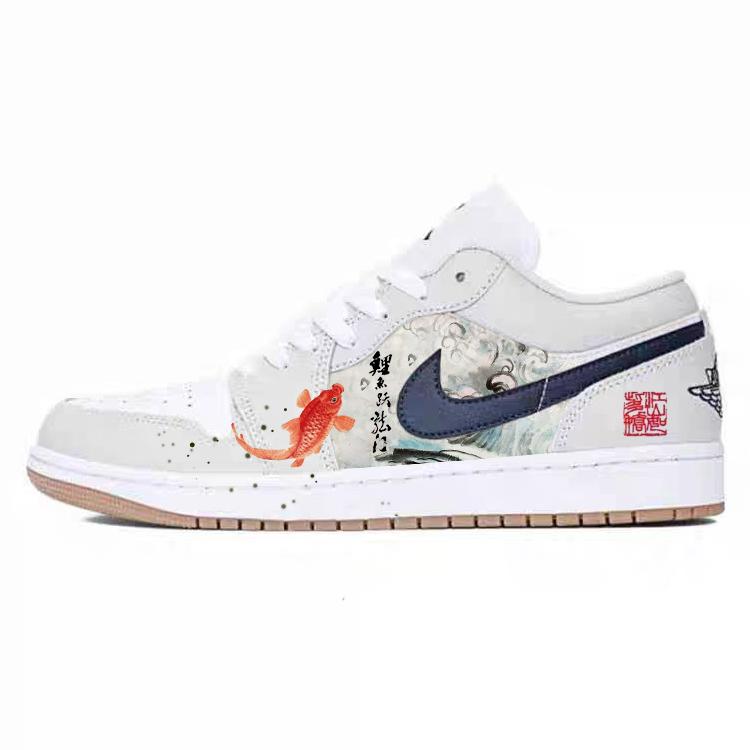 

Jordan Air Jordan 1 Slip Resistant Abrasion Resistant Low top Vintage Basketball Shoes Unisex White 553558-146(Team181-) 44.5