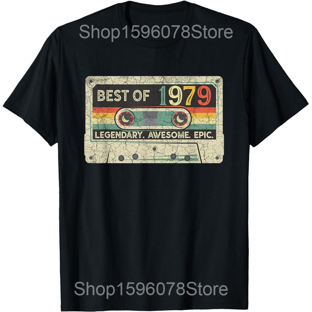 Vintage 1979 Limited Edition Cassette Tape 47th Birthday T Shirts Men Cotton Streetwear Tee Short Sleeve Unisex Loose Clothing