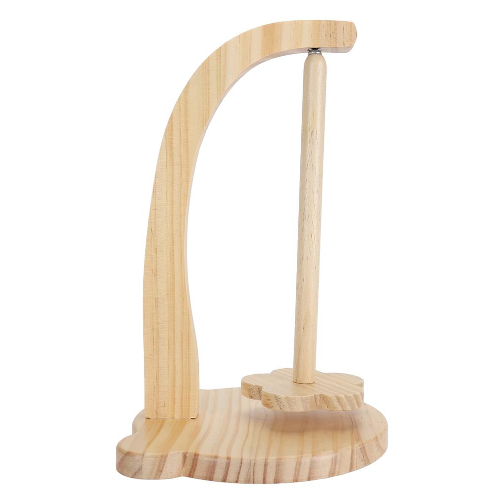 1 Set Yarn Holder Wooden Stable Bear Shaped Base Rotating Yarn Spinner for Crocheting Natural Color