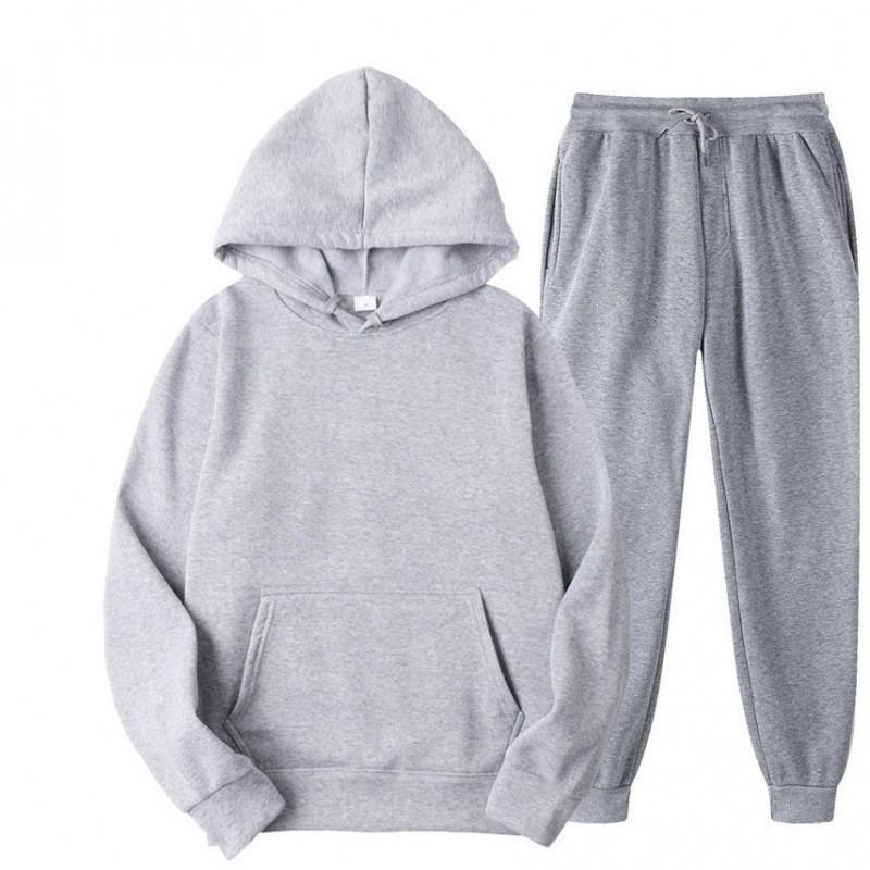Mens Casual Sport Set Hooded Sweatshirt Pants Loose Fit Cotton Blend Tracksuit