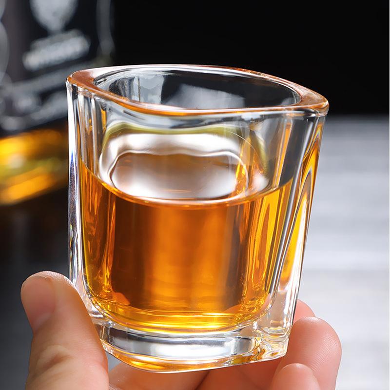 6pcs Set Shot Glass Crystal Glass Drinkware Spirits Cup Transparent Cups Stemware Flat Bottom Small Capacity Wine Glass Drinks