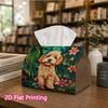 1pc, 2D Flat Printing, Tissue Box Cute Golden Retriever Puppy Pattern with Flowers Printed Tissue Box, Suitable for Bathrooms, Living Rooms, Bedrooms,