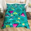 Retro Memphis Style Duvet Cover Set Galaxy Fashion Style Geometric Shapes Bedding Set Full,Hipster Old Fashioned Comforter Cover