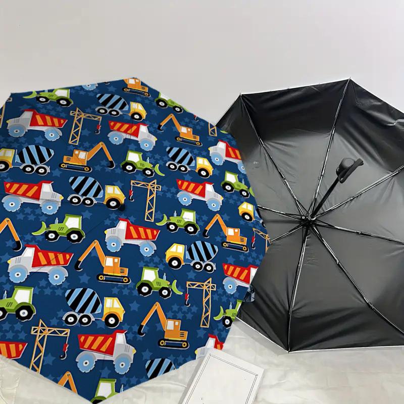 1PC Construction vehicles Umbrella-8-Rib Reinforced, Automatic Open, Lightweight & Durable, Cute Fashion Accessory for Outdoor-T397