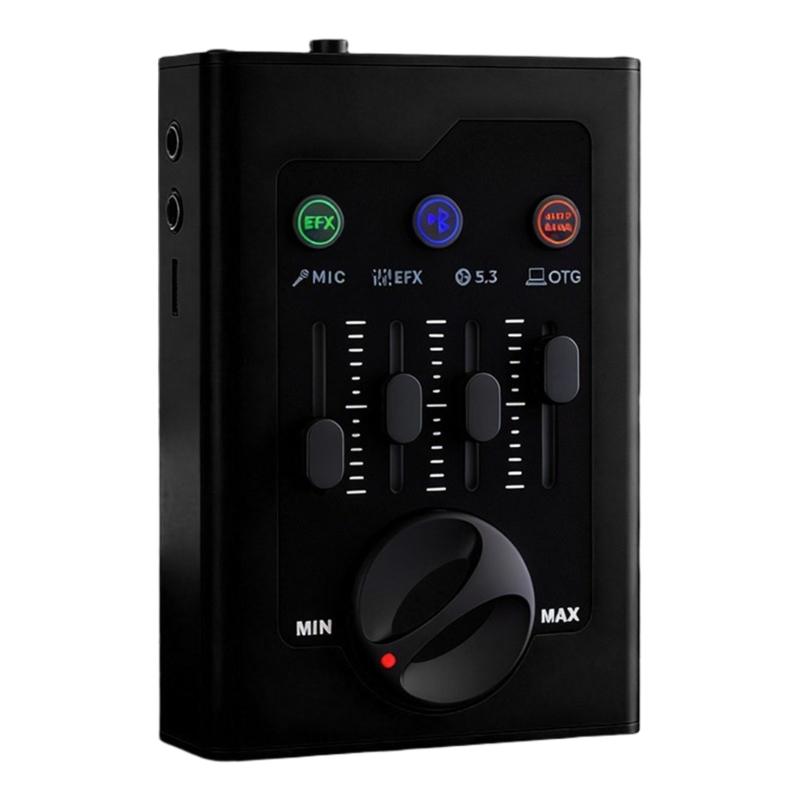 

Mini USB Sound Card With Bluetooth-compatible 5.0 OTG For Live Streaming Recording And Outdoor Use Metal Housing чорний