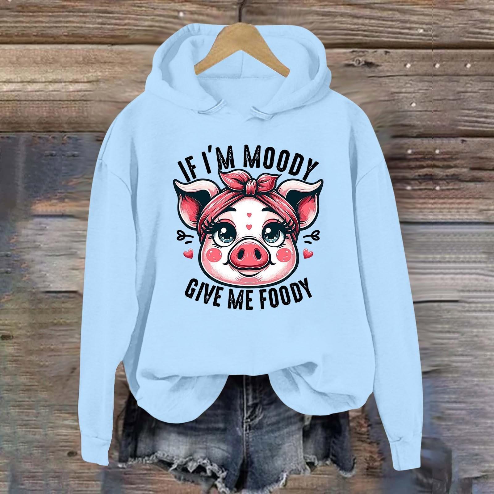 

Женская мода легкий длинный рукав пуловер толстовки с капюшоном с карманами графическая толстовка XL