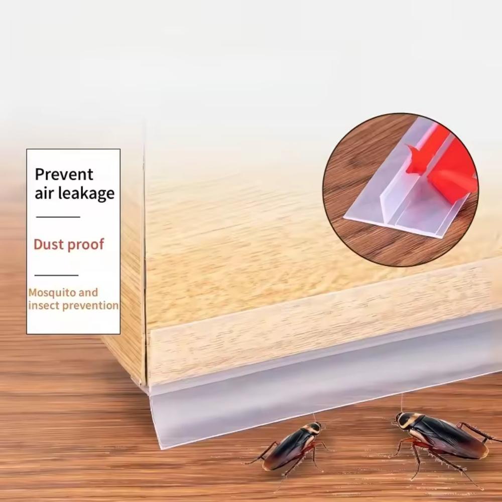 1Pc 1M/39.37in Silicone T-Shaped Door Draft Stopper Self-adhesive Weather Stripping Windproof Seal Strip for Windows Gaps Side