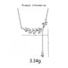 Fashion Fine 925 Silver Cute Engagement Iced Out Vvs Moissanite Charm Leave Long Tassel Chain Necklace