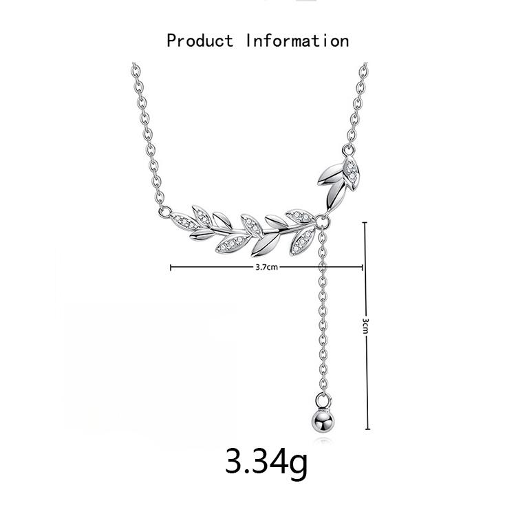 Fashion Fine 925 Silver Cute Engagement Iced Out Vvs Moissanite Charm Leave Long Tassel Chain Necklace