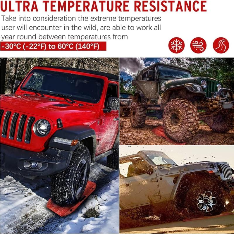 2PCS Off Road Traction Boards 58CM Short Recovery Track Traction Mat for 4WD Mud Sand Snow Ramps Tire Traction Tool Red Black