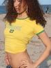 Maglietta Stampa Lettere Hiphop Brasile Harajuku Gotico Y2k High Street Grunge Crop Top Canottiera Casual Sexy da Donna Giallo Slim