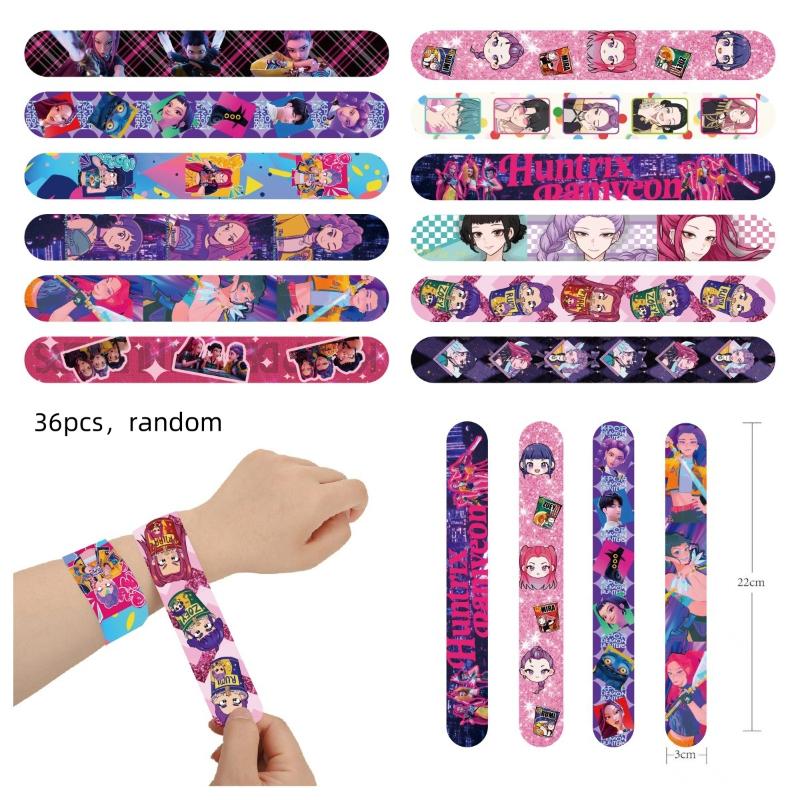 12/24/36 Pcs Kpop Demon Hunters Slap Bracelets Party Favors Snap Bracelets Cartoon Anime Pvc Wristband Party Decoration Gifts